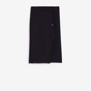 High Waisted Supersoft Button Front Wrap Pencil Skirt